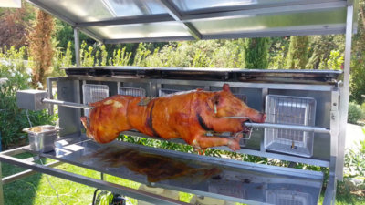 rôtissoire méchoui cochon de lait inox radiant gaz pour 100 personnes